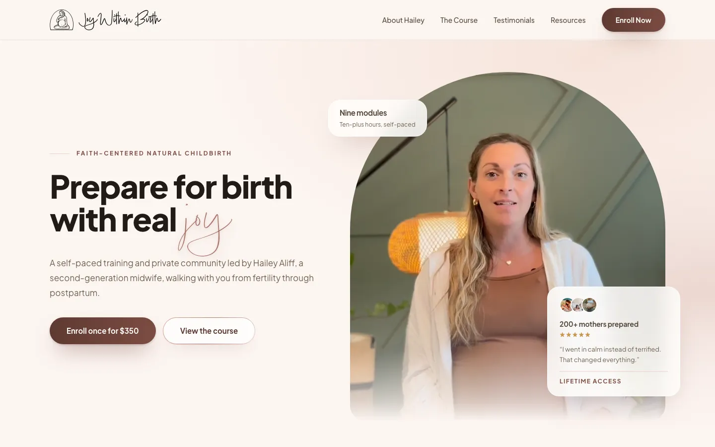 Joy Within Birth website portfolio preview